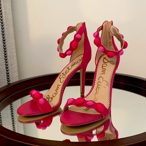 (Brand New) Sam Edelman Pink Pom-Pom Suede Heels